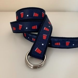 Beer Pong Belt Flip Cup preppy web ribbon belt